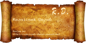 Reznicsek Dezső névjegykártya